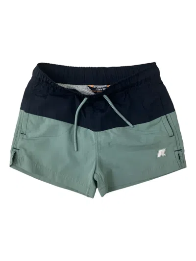 K-way Two-tone Drawstring Swim Shorts In Green