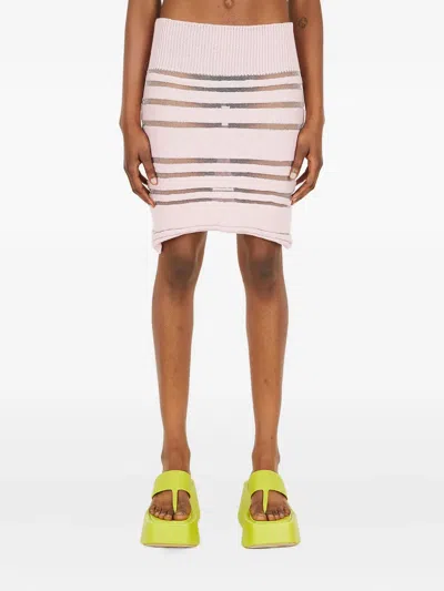 Louise Lyngh Bjerregaard Striped Ribbed Mini Skirt In Pink