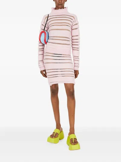 Louise Lyngh Bjerregaard Striped Ribbed Mini Skirt In Pink