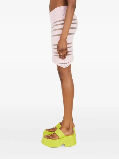 Louise Lyngh Bjerregaard Striped Ribbed Mini Skirt In Pink
