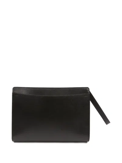 Pre-owned Celine 2000s Triomphe Leather Clutch Bag In Black