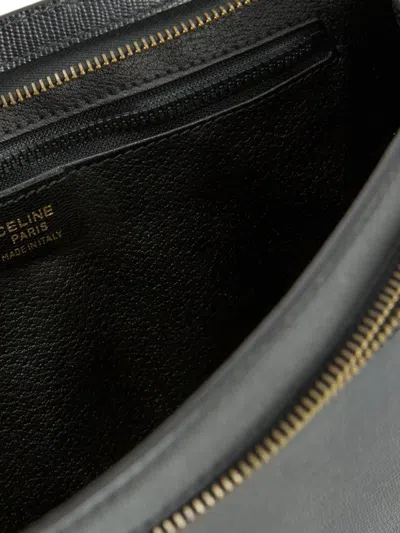 Pre-owned Celine 2000s Triomphe Leather Clutch Bag In Black