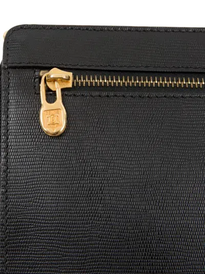Pre-owned Celine 2000s Triomphe Leather Clutch Bag In Black