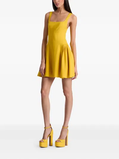 Alice And Olivia Vera Fit And Flare Mini Dress Golden Hour In Yellow