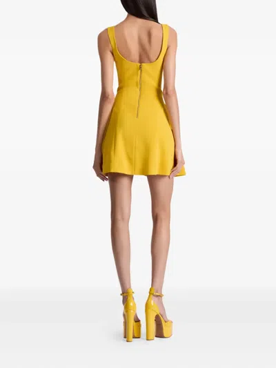 Alice And Olivia Vera Fit And Flare Mini Dress Golden Hour In Yellow