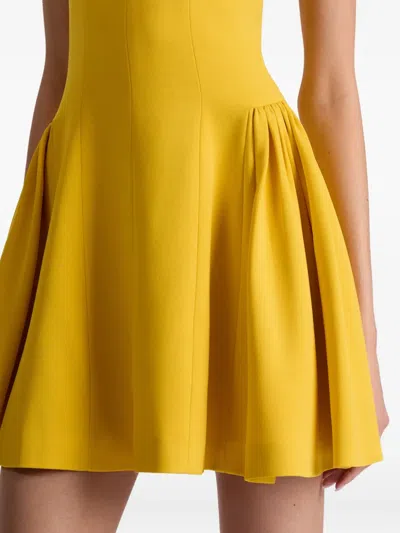Alice And Olivia Vera Fit And Flare Mini Dress Golden Hour In Yellow