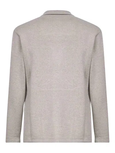 Brunello Cucinelli Beige Cashmere Knit Blazer-style Cardigan In Silver