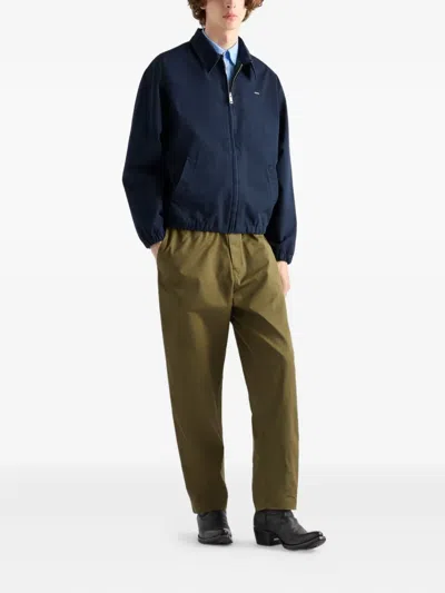 Prada Triangle-logo Patch-pocket Trousers In Green