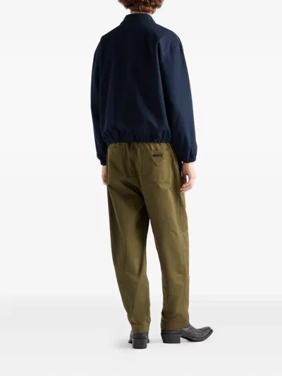 Prada Triangle-logo Patch-pocket Trousers In Green