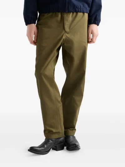 Prada Triangle-logo Patch-pocket Trousers In Green