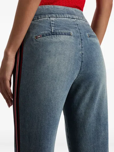 Alice And Olivia Dylan Stripe-detail Flared Jeans In Blue