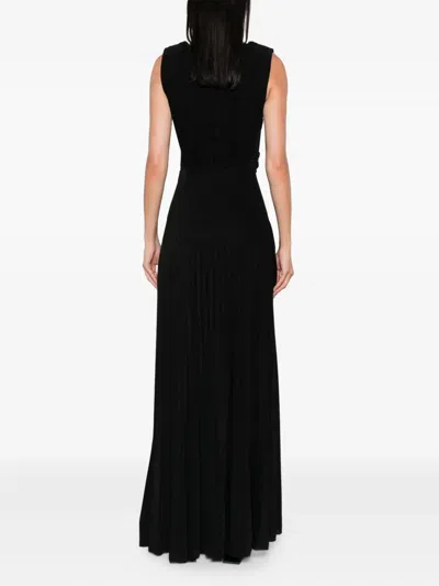 Elisabetta Franchi Long Sleeveless Dress With Deep V-neckline In Black