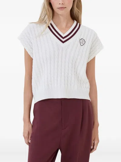 Brunello Cucinelli Cable-knit V-neck Sweater In White