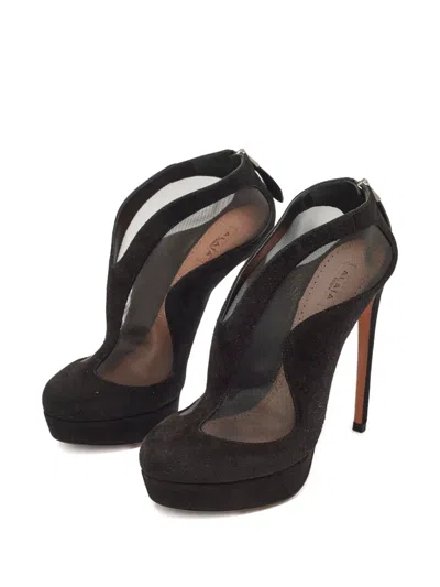 Pre-owned Alaïa 140mm Suede Mesh-panelled Pumps