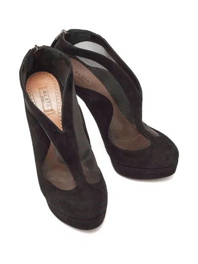 Pre-owned Alaïa 140mm Suede Mesh-panelled Pumps