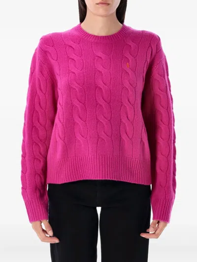 Polo Ralph Lauren Wool And Cashmere Cable-knit Sweater In Pink