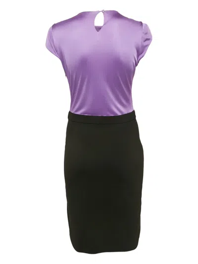 Pre-owned Gucci Two-tone Midi Dress In Purple
