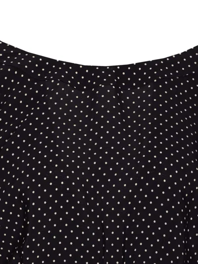 Mar De Margaritas Polka-dot Lace-up Blouse In Black