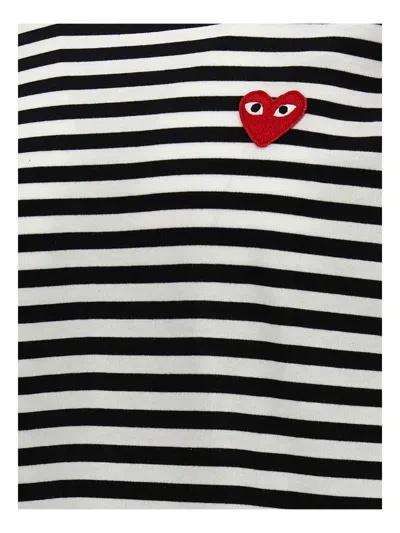 Comme Des Garçons Play Heart-patch Striped Cotton T-shirt