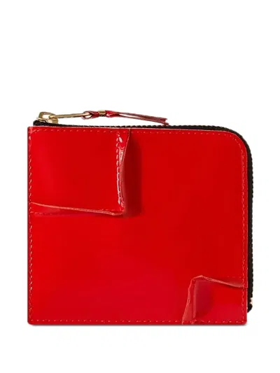 Comme Des Garçons Zip-around Panelled Wallet In Red