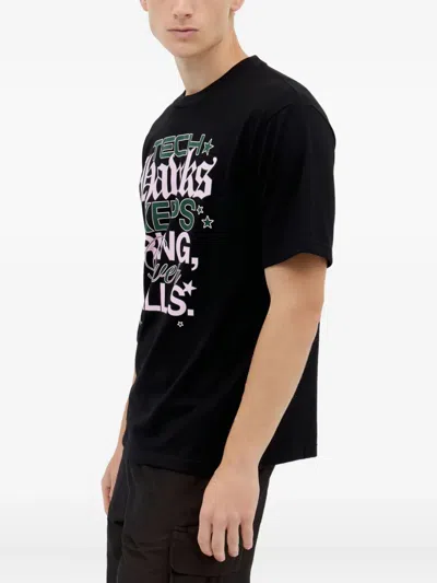 Ice & Techno Th Fan Graphic-print Crew-neck T-shirt In Black