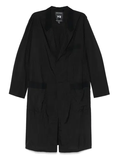 Y-3 Single-breasted Coat In Black