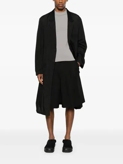 Y-3 Single-breasted Coat In Black
