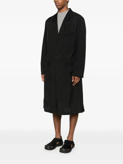 Y-3 Single-breasted Coat In Black