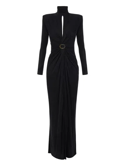 Elisabetta Franchi Red Carpet Jersey Knot Dress In Black