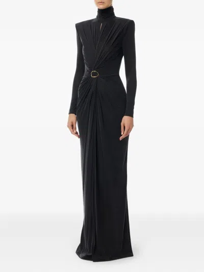 Elisabetta Franchi Red Carpet Jersey Knot Dress In Black