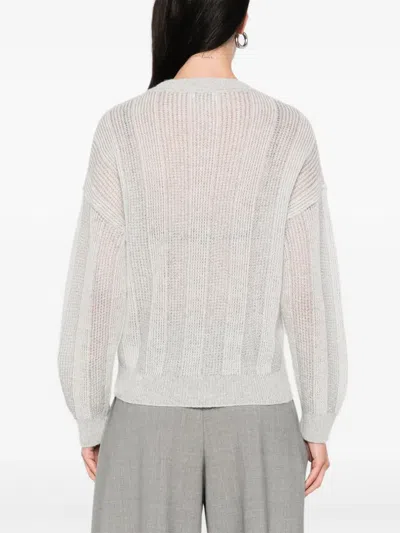 Peserico Ribbed Crew-neck Jumper In Gray
