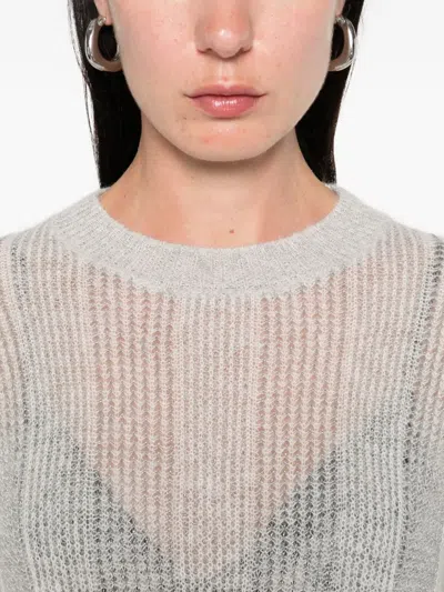 Peserico Ribbed Crew-neck Jumper In Gray