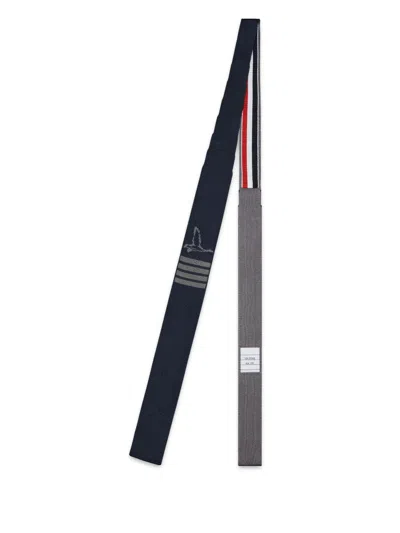 Thom Browne Geese-jacquard 4-bar Tie In Blue