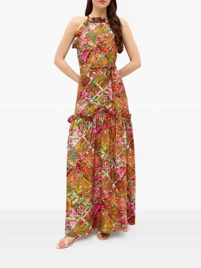 Marie Oliver Ruffled Halter Neck Maxi Dress In Multi
