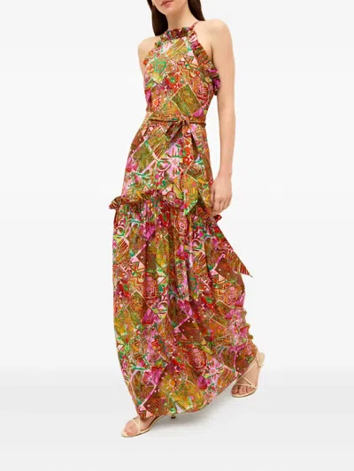 Marie Oliver Ruffled Halter Neck Maxi Dress In Multi