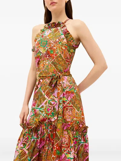 Marie Oliver Ruffled Halter Neck Maxi Dress In Multi