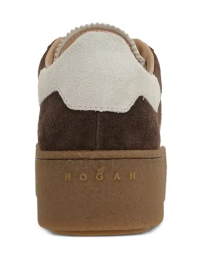 Hogan Suede Platform Sole Sneakers In Brown