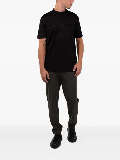 Emporio Armani Embossed Logo T-shirt In Black