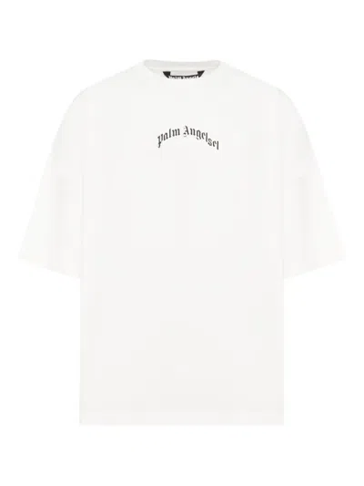 Palm Angels Relaxed-fit White T-shirt With Logo Print In White