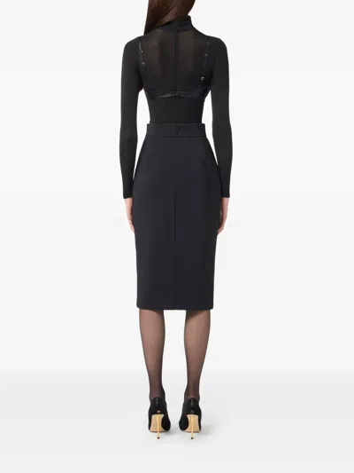 Elisabetta Franchi Lightweight Crepe Skirt With Black Zip In Blue