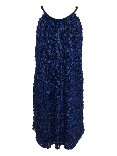 Pre-owned Giorgio Armani Floral-appliqué Dress In Blue
