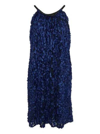 Pre-owned Giorgio Armani Floral-appliqué Dress In Blue