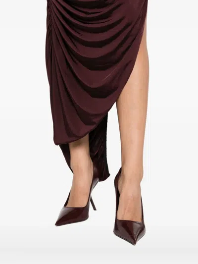Mugler Asymmetric Draped Maxi Dress In Purple