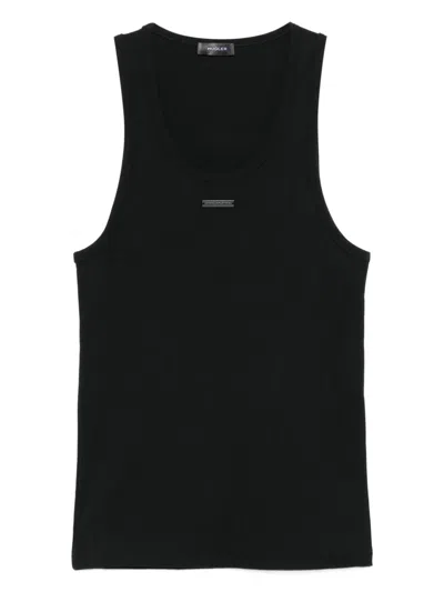 Mugler Ribbed Scoop-neck Tank Top In Black
