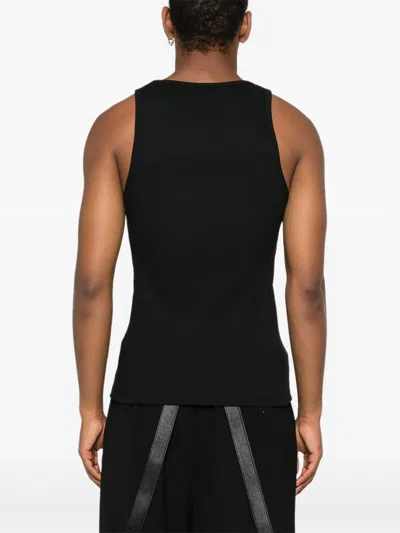 Mugler Ribbed Scoop-neck Tank Top In Black