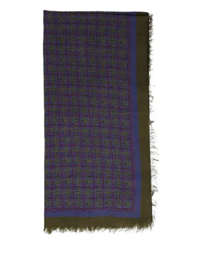 Pre-owned Mila Schön Linen Scarf In Blue