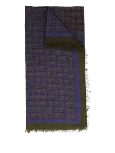 Pre-owned Mila Schön Linen Scarf In Blue