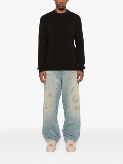 Golden Goose Men Destroyed Denim Cotton Jeans In Blue