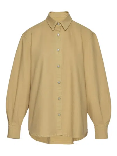 Magda Butrym Long Sleeve Denim Shirt Beige In Gold