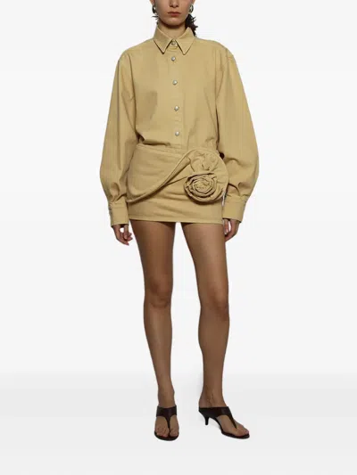 Magda Butrym Long Sleeve Denim Shirt Beige In Gold
